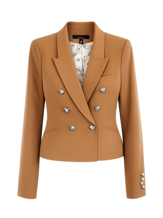 White House Black Market Jackets & Blazers - WHBM White House Black Market Camel Cropped Blazer Statement Buttons Size 10